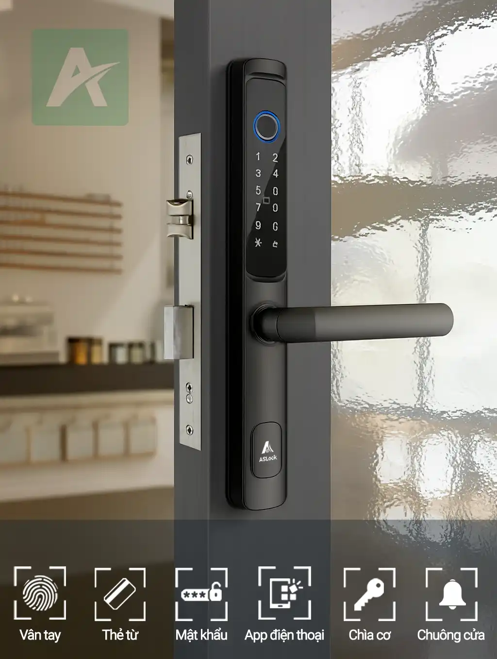 Khóa vân tay cửa nhôm ASLock AN002Z – Bảo mật cao cấp, tiện nghi và sang trọng