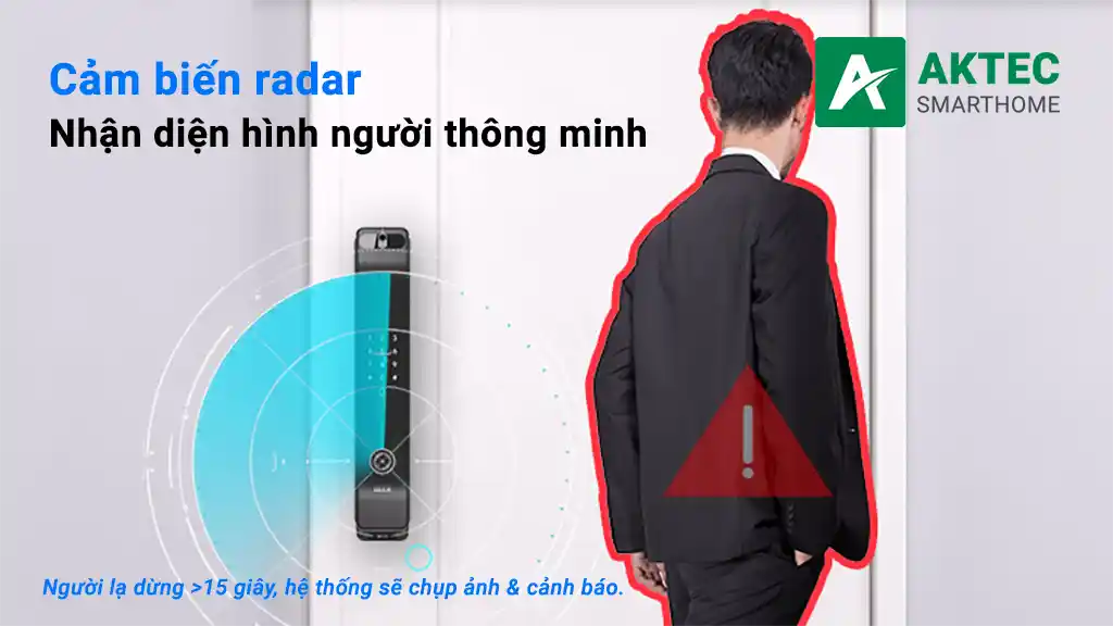 Khóa vân tay cửa gỗ chính hãng nhận diện khuôn mặt AI