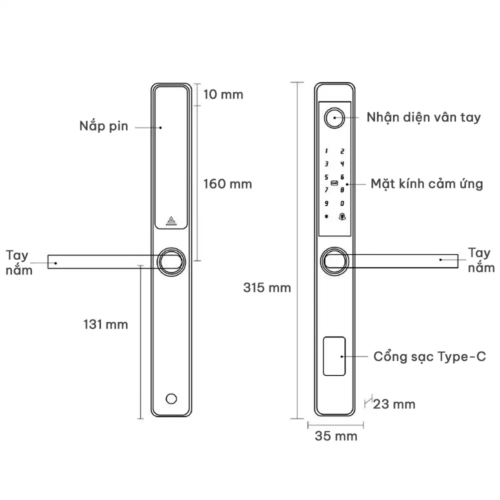Khóa vân tay chống nước ASLock AN003AO – Giải pháp an ninh bền bỉ cho cửa khung hẹp và cửa lưới